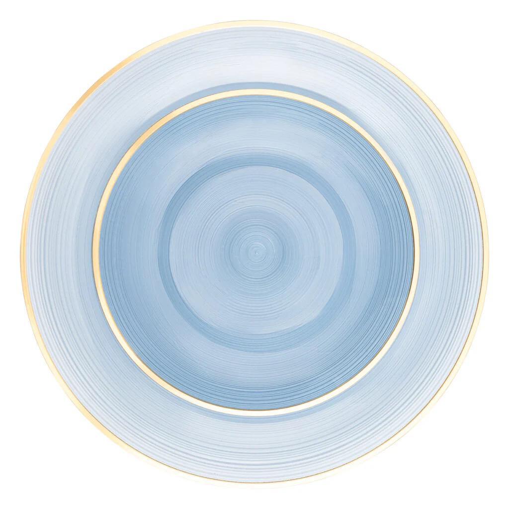 Crystal Design Combo Plates (7" & 10") Blue Transparent with Gold Rim (Service for 16)