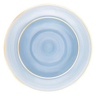 Crystal Design Combo Plates (7" & 10") Blue Transparent with Gold Rim (Service for 16)