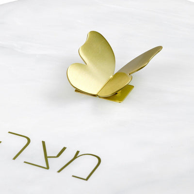White + Butterfly Knob | Square Acrylic Matzah Box - Magnetic Closure (1 Count)