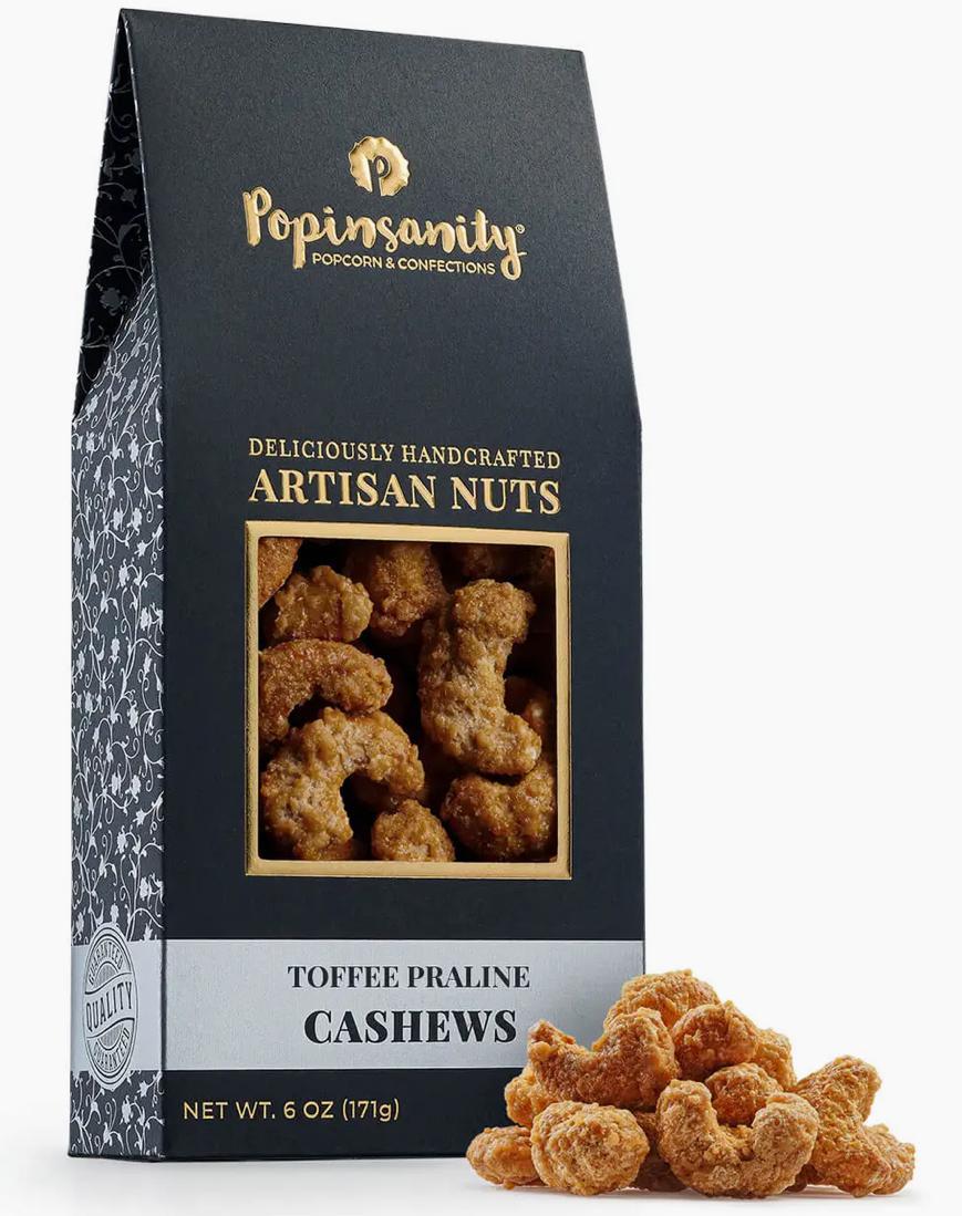 Toffee Praline Cashews | Gourmet Candied Nuts Gift | 6oz Box