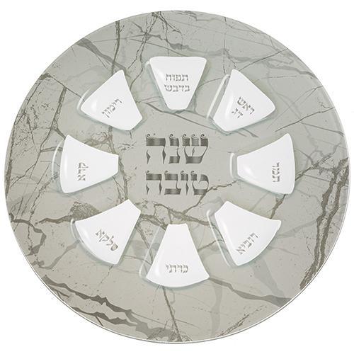 Elegant Glass Rosh Hashana Plate (1 Count)