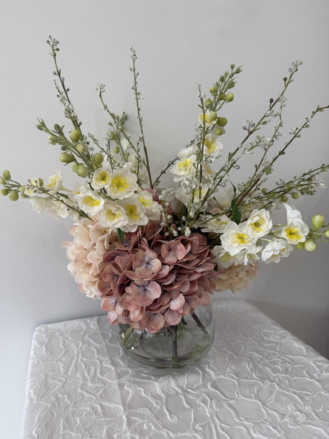 Blushing Bloom Vase Faux Floral Arrangement