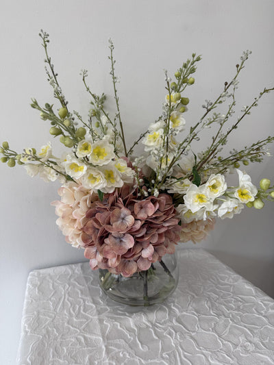 Blushing Bloom Vase Faux Floral Arrangement