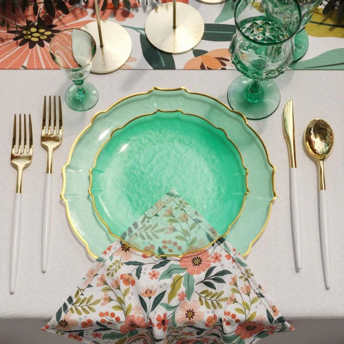 Mint/Gold Petal Plates- Combo (10+10)