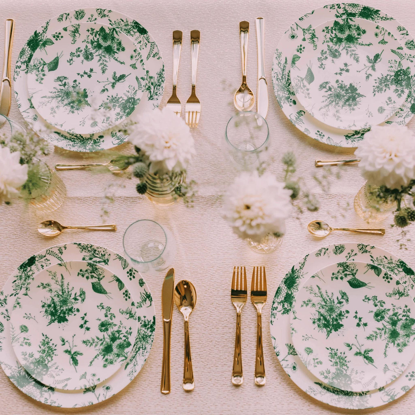 Ivory & Green Verdure Design Plastic Plate Collection