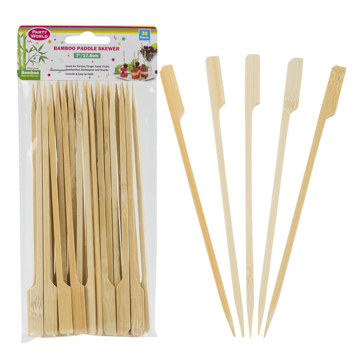 7" Bamboo Paddle Skewers (30 Count) - Set With Style