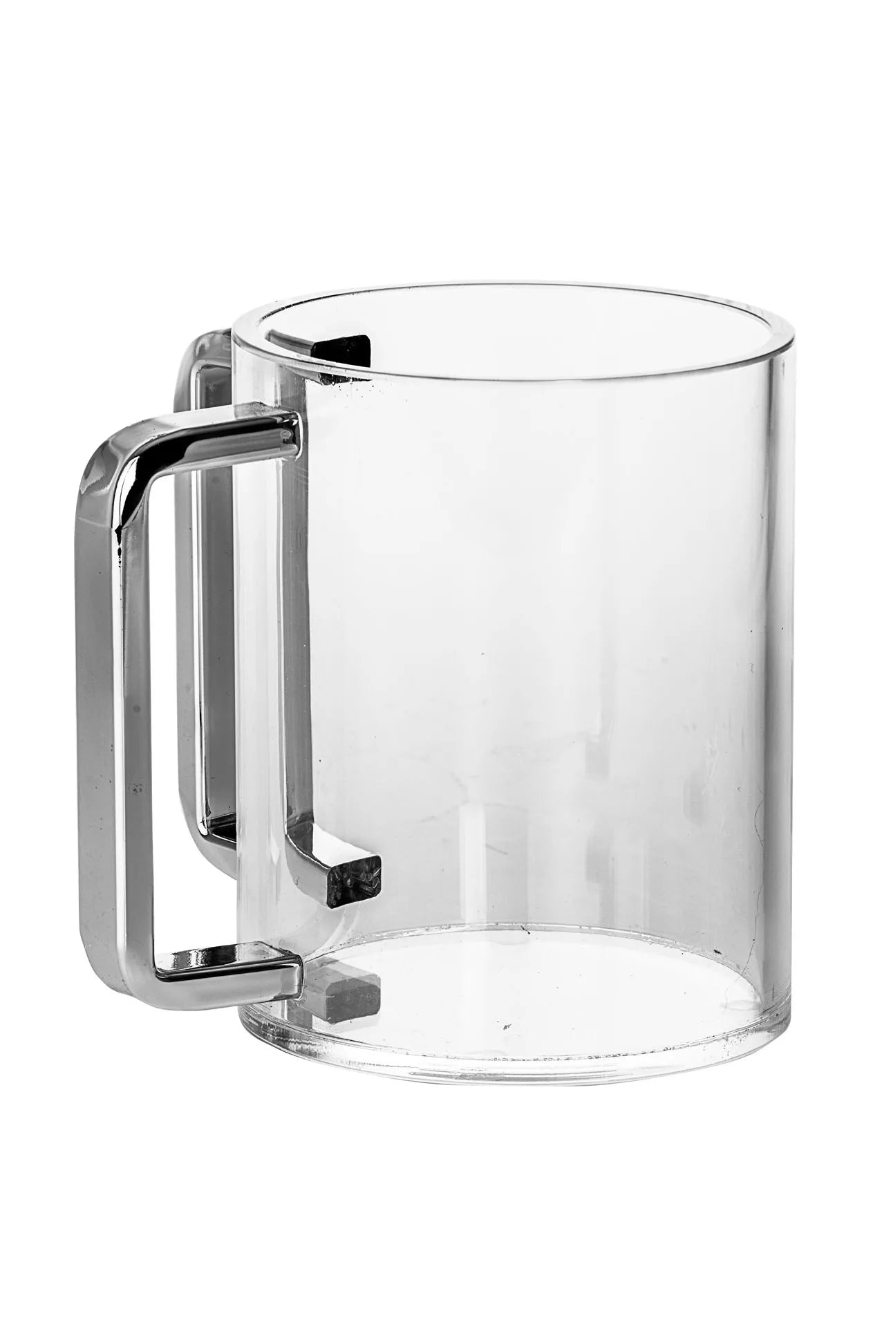 Acrylic Clear Wash Cup With Silver Handles