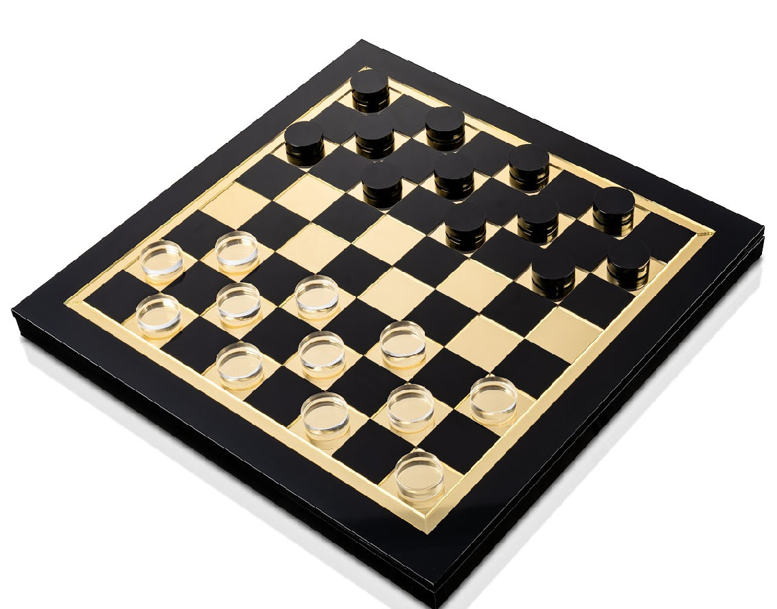 Luxe Black And Gold Chess And Checkers Game Set (1 Count)
