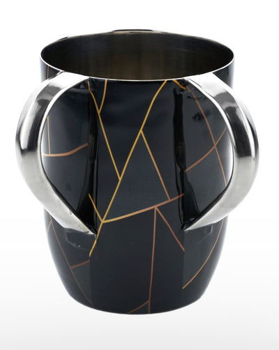 Black and gold abstract stainless steel wash cup 