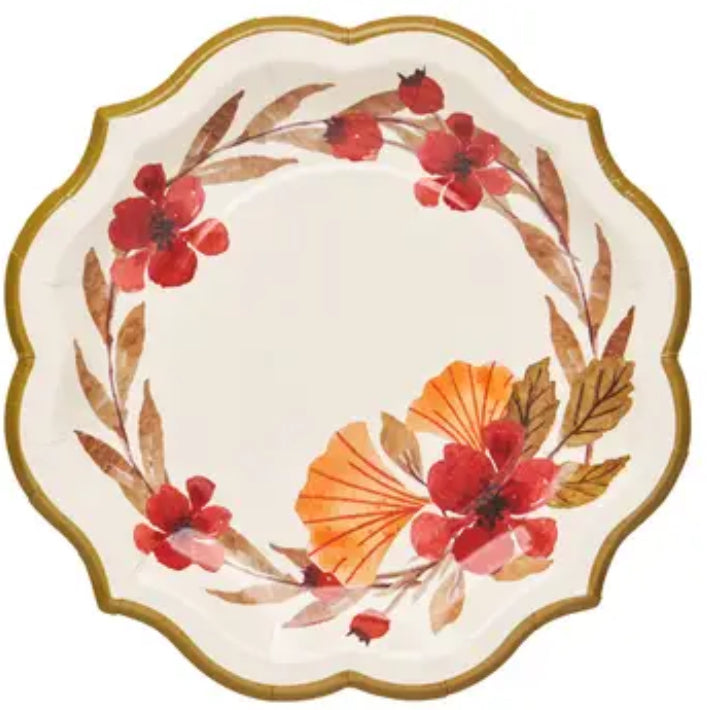 Autumn Foliage Wavy Paper Salad Plate (8 Count)