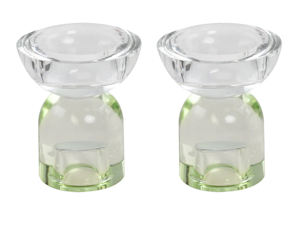 Green And Clear Crystal Serenity Two Tone Candle Holder/Tealights (2 Count)