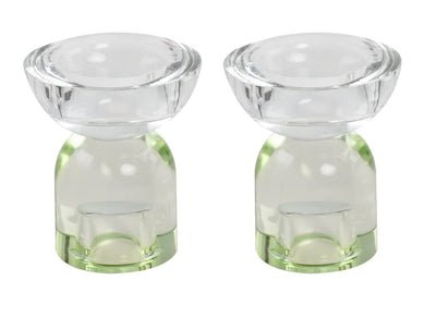 Green And Clear Crystal Serenity Two Tone Candle Holder/Tealights (2 Count)