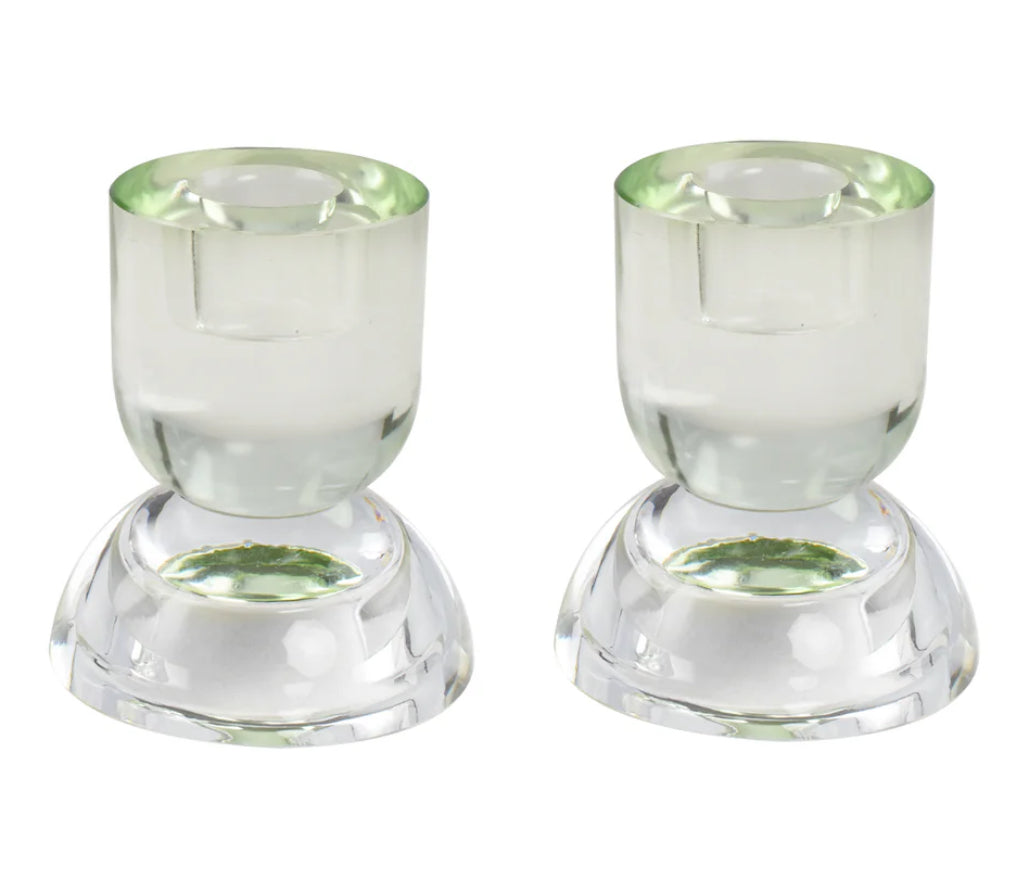 Green And Clear Crystal Serenity Two Tone Candle Holder/Tealights (2 Count)