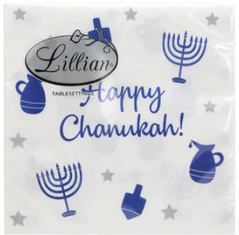 Chanukah Napkin Silver and Blue (24 Count)