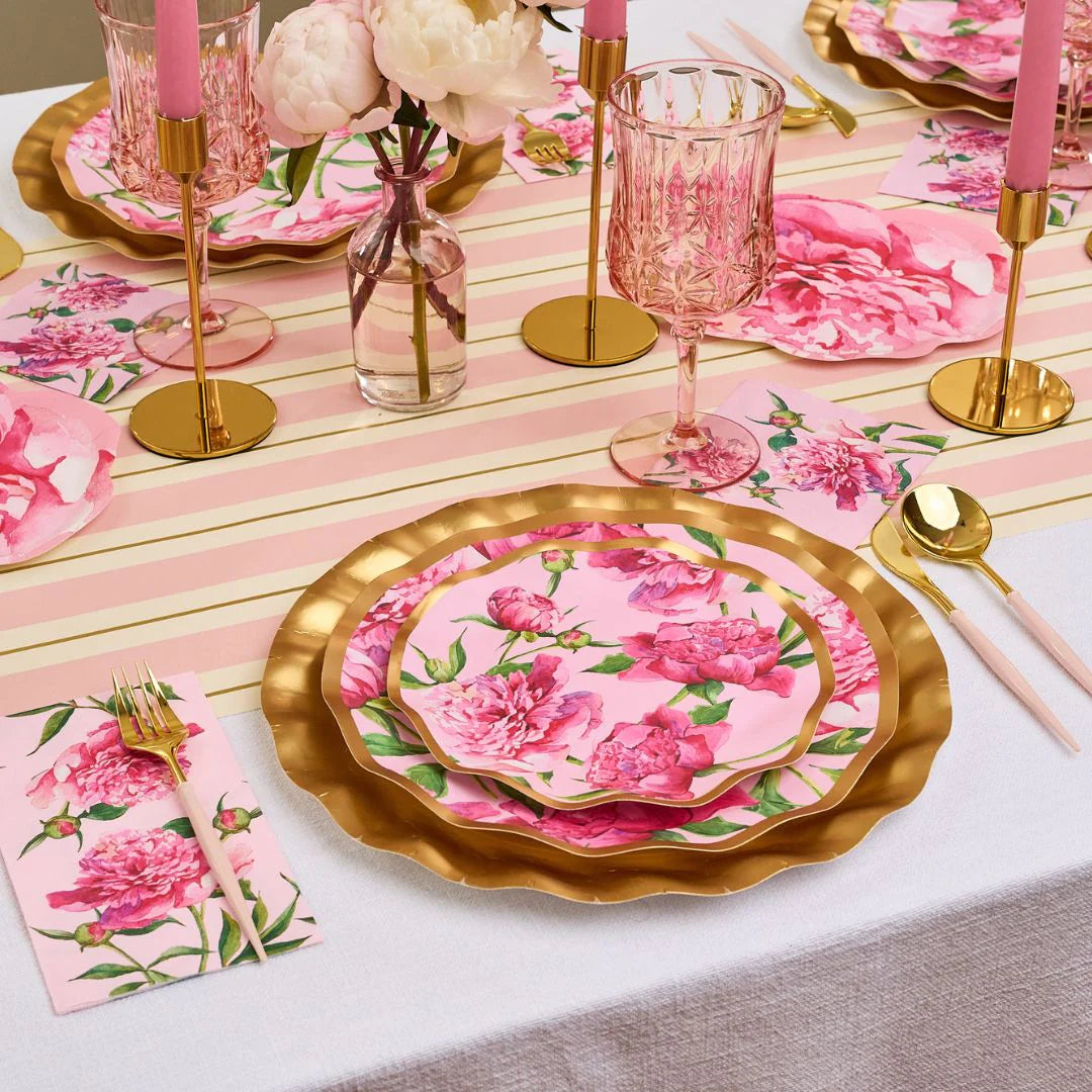 Pink Peony Wavy Paper Plate Collection