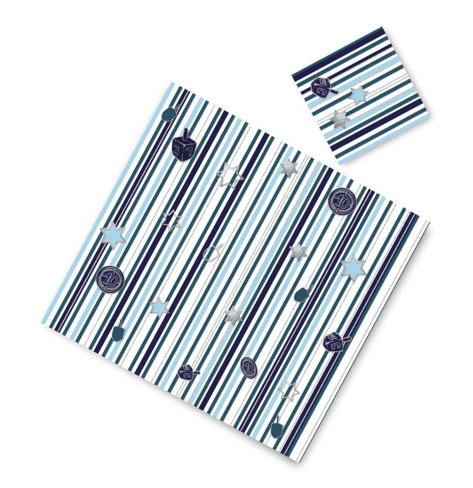 Striped Chanukah Paper Placemat With Coasters (12 Count)