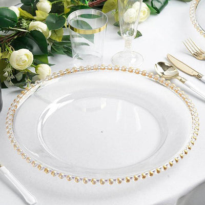 Clear With Gold Beaded Dinnerware Collection