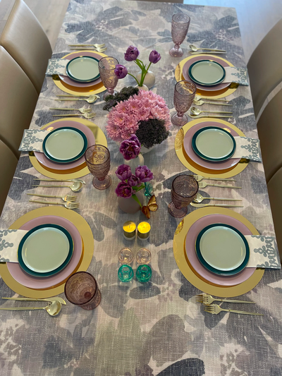 Shades of Purple Watercolor Burlap Tablecloth Collection
