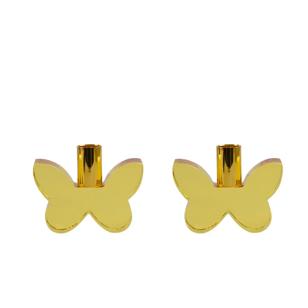 Pair of 3” Gold Butterfly Candleholders (1 Count)