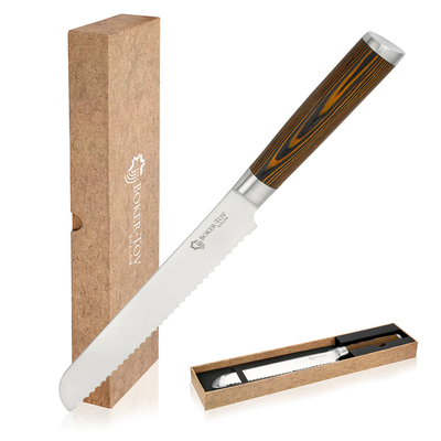 Serrated Blade Eight Inch Bread Knife with Pakkawood Handle (1 Count)