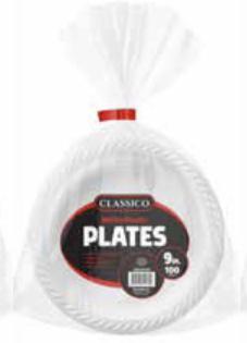 White Plastic Plates, 100 Count