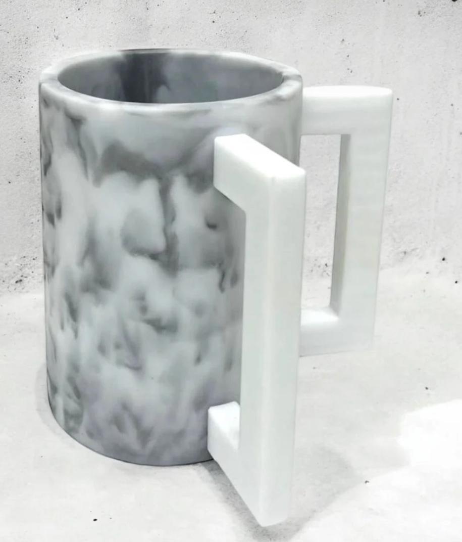 White And Silver Marble Resin Washing Cup (1 Count)