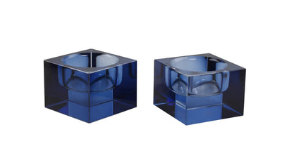 blue crystal tea light holder