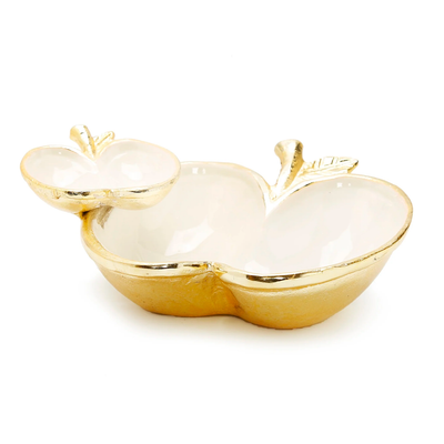 Double apple bowl gold & white (1 Count)