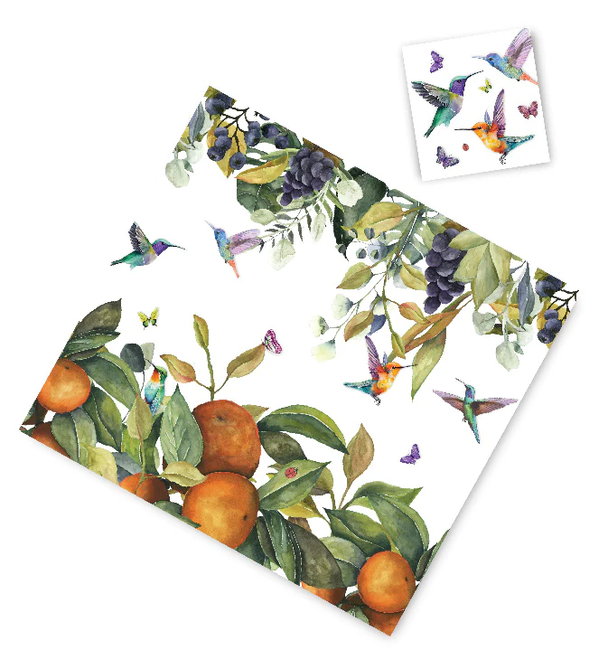 Hummingbirds Paper Placemat With Coaster (12 Count)