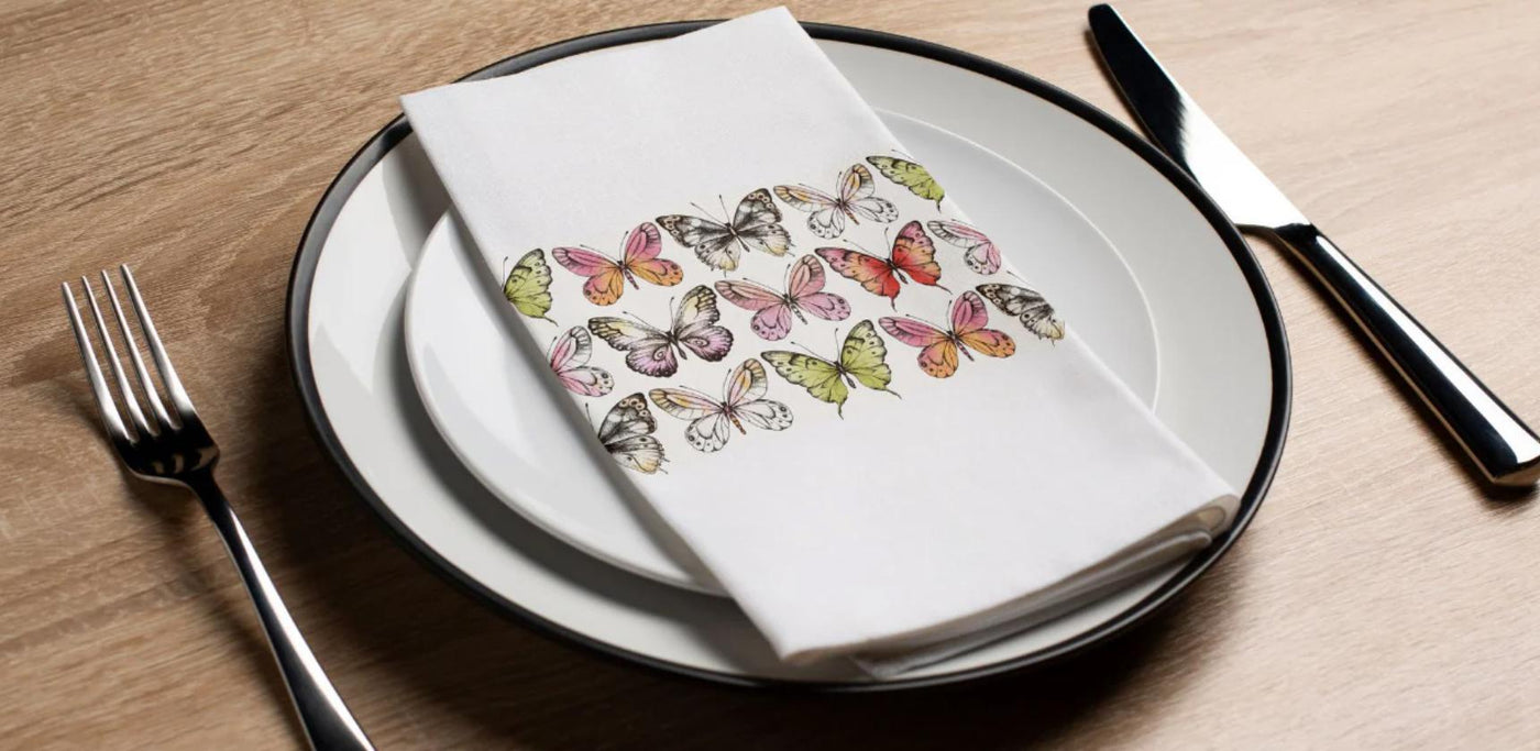 band of butterflies linen feel guest towel napkins