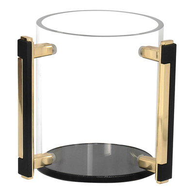 Lucite Clear Wash Cup With Black & Gold Designed Handles (1 Count)