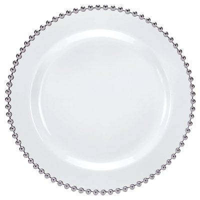 White & Silver Beaded Collection Dinnerware