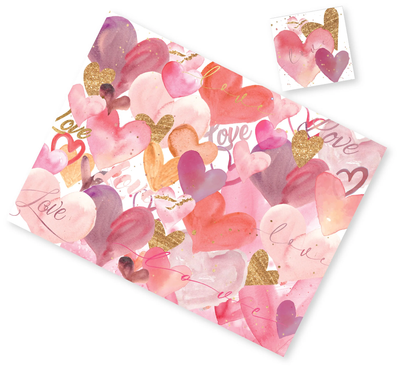 Pink Hearts Paper Placemat With Coasters (12 Count)