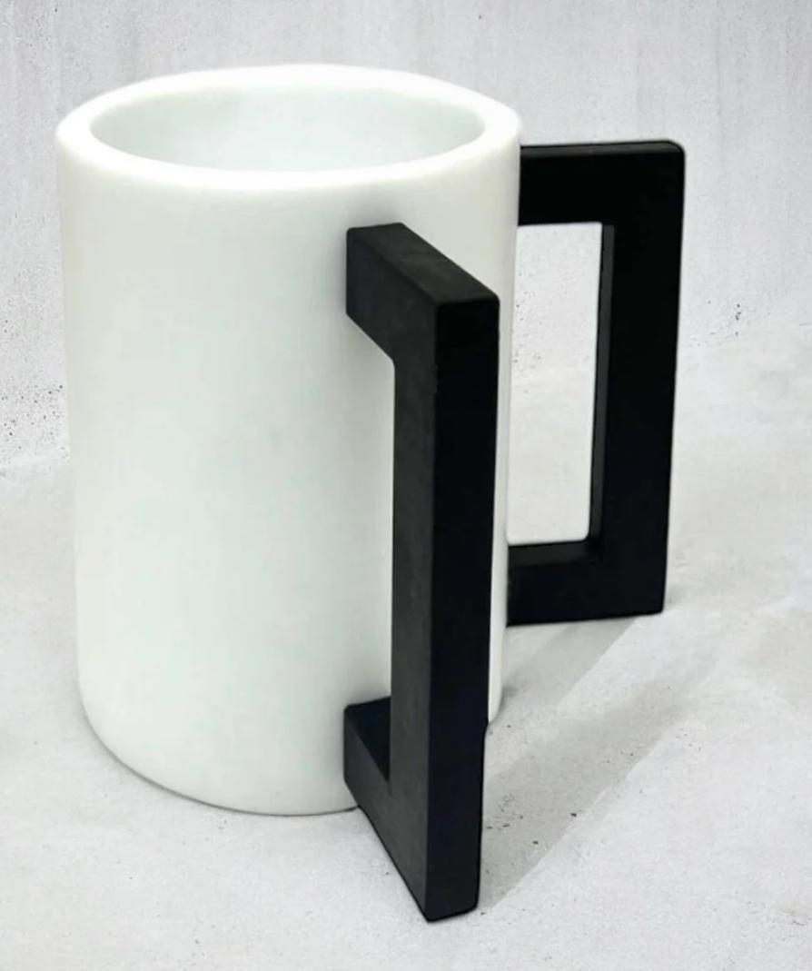 White With Black Handles Resin Washing Cup (1 Count)