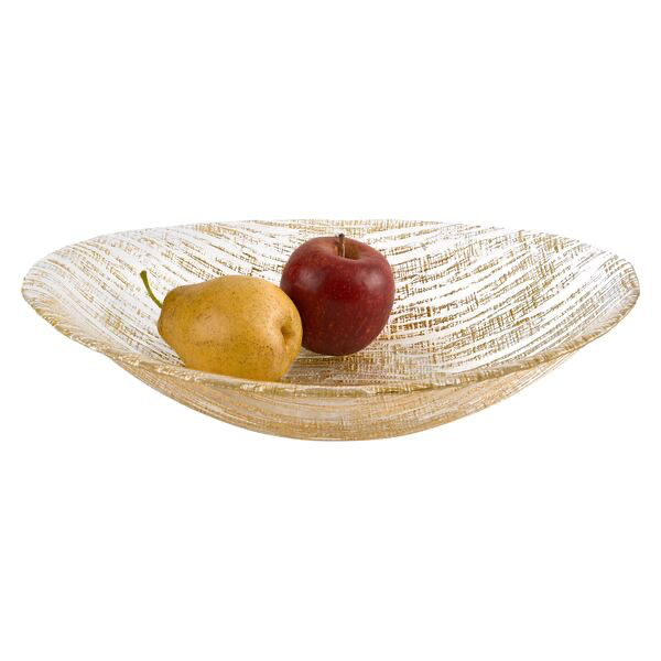 Secret Treasure Gold Accent Handcrafted Glass 15" X 9" Oval Salad or Centerpiece Bowl (1 Count)