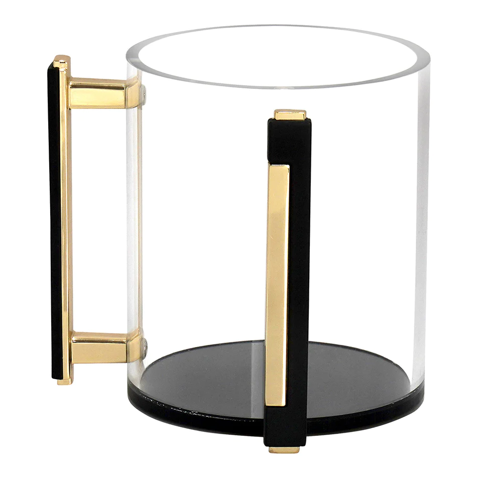 Lucite Clear Wash Cup With Black & Gold Designed Handles (1 Count)