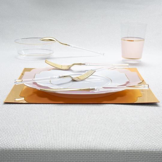 Classic Clear and Gold Plastic Cutlery Set | 32 Pieces