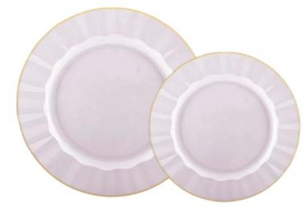Petal Combo Plates Pink With Gold Rim (Service For 16)