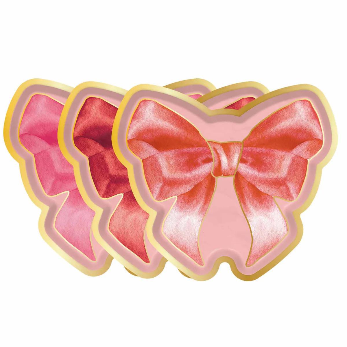 Pink Bows Wavy Paper Plate Collection