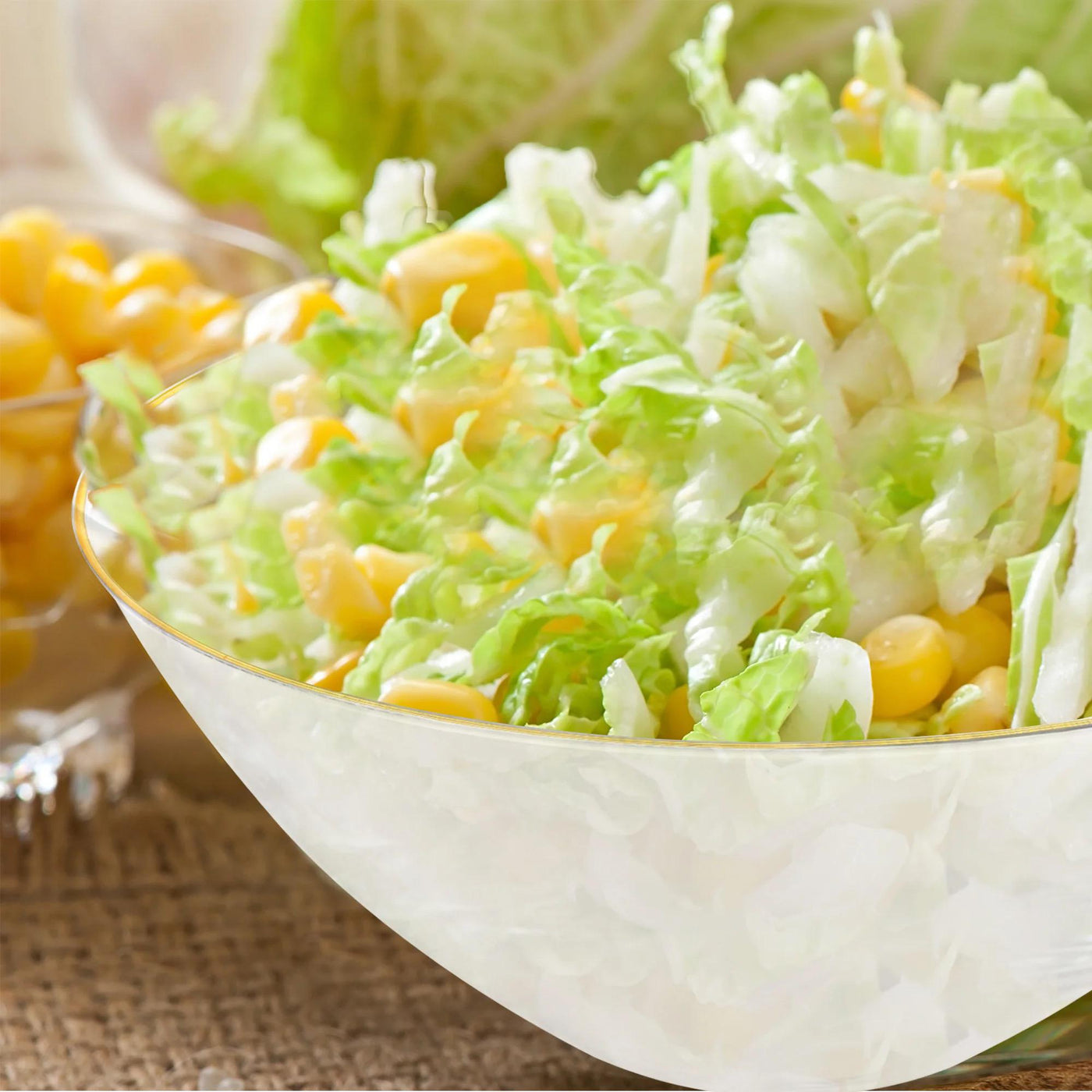 32 oz. Clear with Gold Rim Organic Round Plastic Bowls (5 Count)