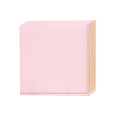 Blush with Gold Stripe Paper Napkins