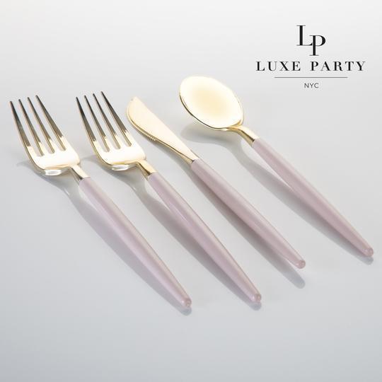 Blush • Gold Plastic Cutlery Set | 32 Pieces (Service for 8)