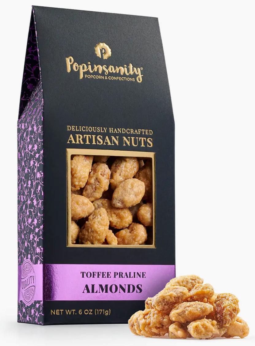 Toffee Praline Almonds | Gourmet Candied Nuts Gift | 6oz Box