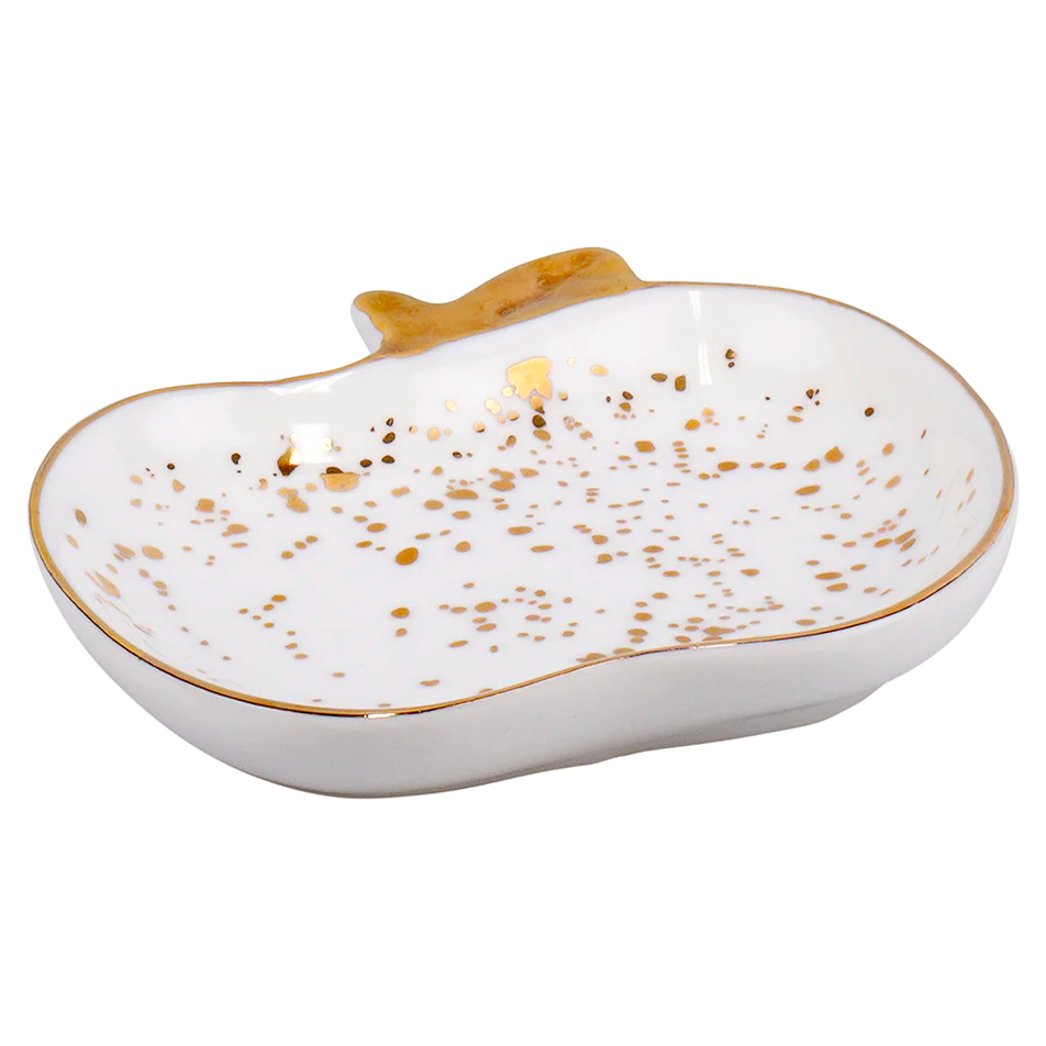 Gold Speckled Ceramic Apple Shaped Dish (1 Count)