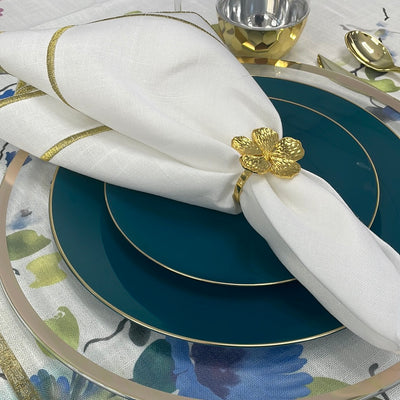 Gold Flower Napkin Ring (4 ct) - Set With Style