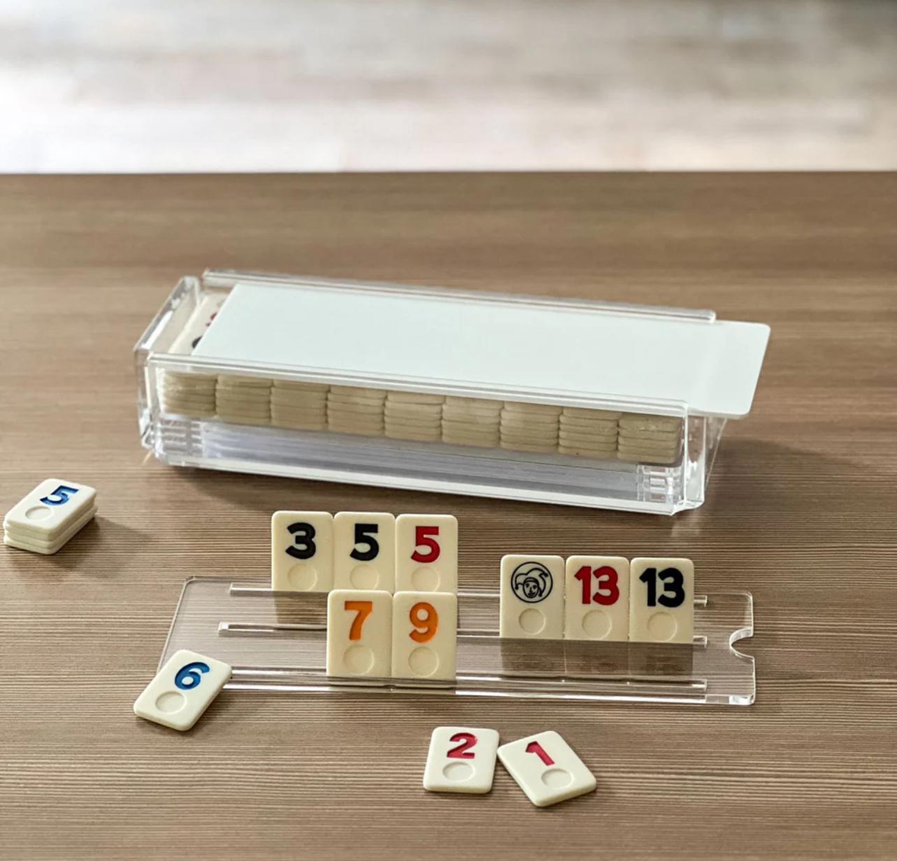 lucite rummy game white