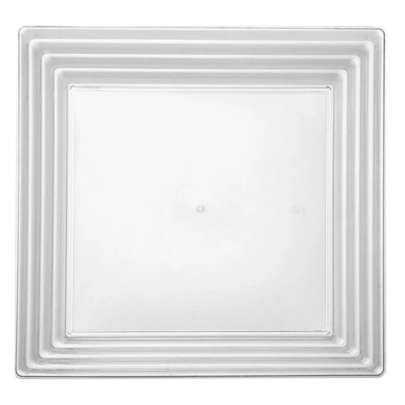 12" x 12" Clear Square with Groove Rim Plastic Serving Trays - Set With Style