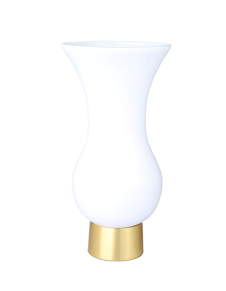 White Glass S-Shaped Vase with Gold Base - Set With Style