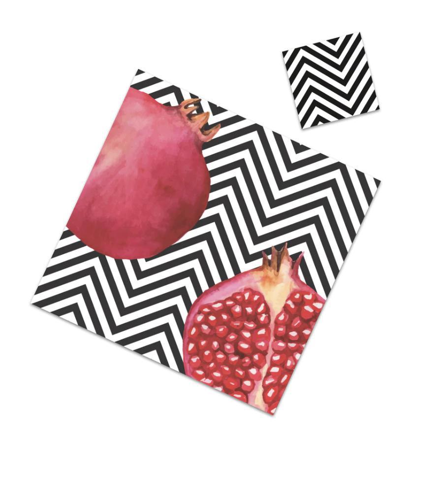 Pomegranate with Lines Placemat with Coaster (12ct) - Set With Style