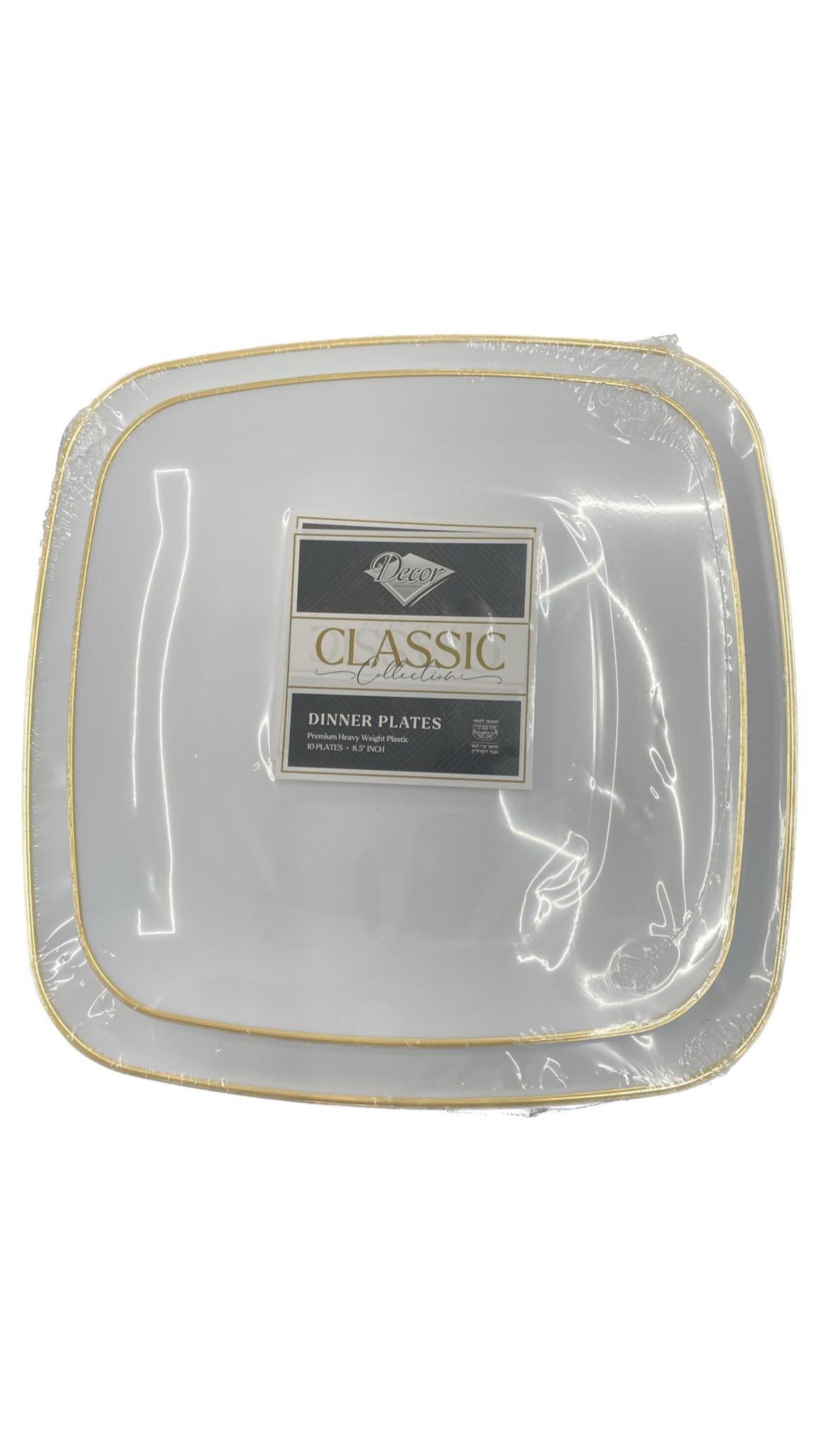 Square White & Gold Classic Dinnerware Collection - Set With Style